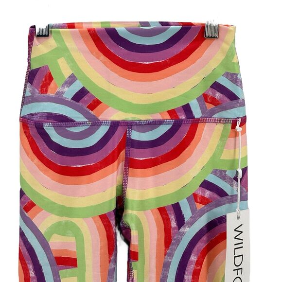 WILDFOX Women's 7/8 Legging High Waisted Soleil Stripes Athletic Rainbow XS NEW - Picture 4 of 11